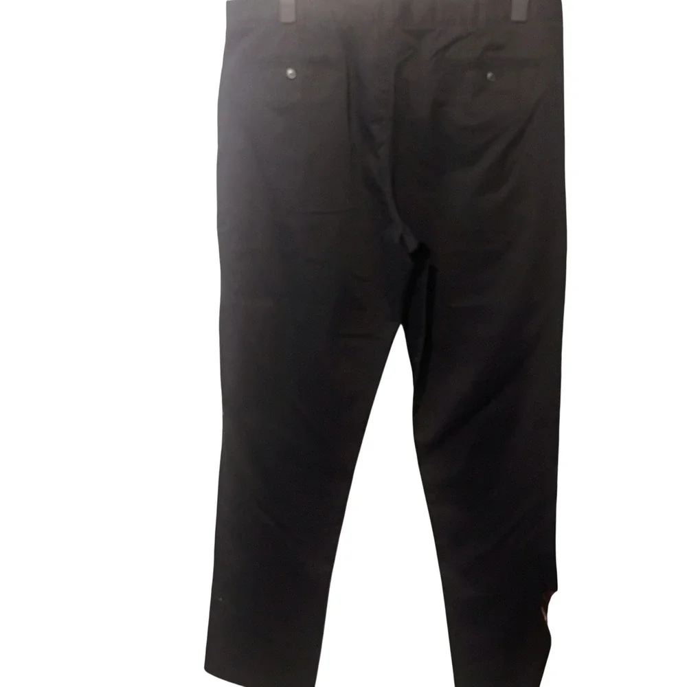 Lands End Mens Black Chino Pants Flat Front Straight Leg Size 44 Unhemmed